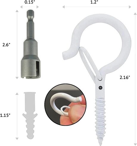 50 Christmas Light Hooks, String Lights Hooks, Heavy Duty, Safety Buckle Design, Easy to Release, Outdoor Screw Hooks, Screw in Hooks for Plants, Wing Nut Driver Included in Kuwait