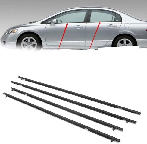 Newsmarts 4pcs Weatherstrip Window Moulding Trim Car Outside Window Seal Belt متوافق مع Honda CR-V 2007 2008 2009 2010 2011، كروم in Kuwait
