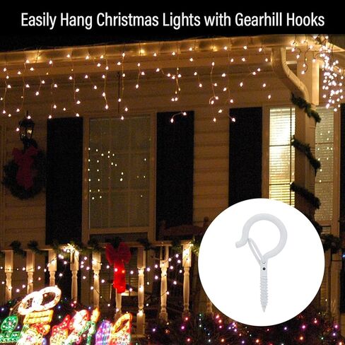 50 Christmas Light Hooks, String Lights Hooks, Heavy Duty, Safety Buckle Design, Easy to Release, Outdoor Screw Hooks, Screw in Hooks for Plants, Wing Nut Driver Included in Kuwait