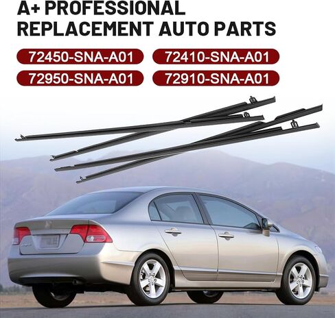 Newsmarts 4pcs Weatherstrip Window Moulding Trim Car Outside Window Seal Belt متوافق مع Honda CR-V 2007 2008 2009 2010 2011، كروم in Kuwait