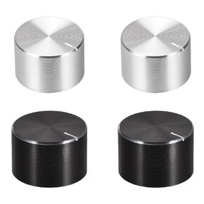 MECCANIXITY Potentiometer Knob Knurled Shaft 6mm Shaft Dia. Rotary Volume Control Knob Aluminum Silver Tone Black 2 Set