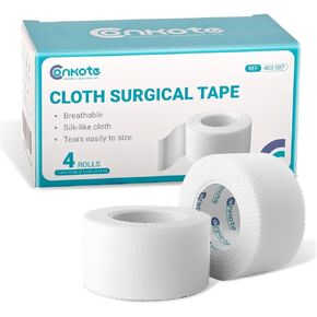 Conkote Cloth Surgical Tape 1" x 10 Yards, Hypoallergenic Medical Tape, 4 Rolls