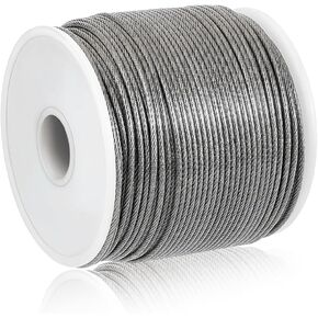 AHANDMAKER 328FT 304 Stainless Steel Cable Wire, 5/64" Wire Rope Aircraft Cable, Wire Trellis Strength Cable for DIY Outdoor Railings, Garden String Lights, Picture Hanging, Clothesline(Nylon-Coated) in Kuwait