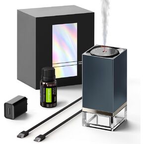 Waterless Diffuser for Essential Oils – 50ml Capacity Nebulizer Aromatherapy Diffuser, Battery Operated Mini Scent Air Machine with 4 Mist Settings Timers for Home,Cars,Office(C01-1 Blue)