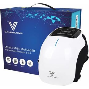 3-in-1 Cordless Knee Massager with Heat, Compression, Red Light and Massage Therapy- Adjustable Straps, 3 Intensity Levels - Portable for Home, Work & Travel