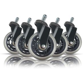 مجموعة من 5 عجلات مطاطية عالمية هادئة وشديدة التحمل - بديل كرسي مكتب دوار للأرضيات الصلبة والسجاد in Kuwait