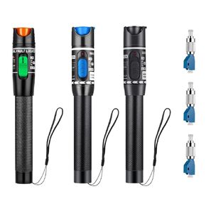 Moocci 3 Pcs Visual Fault Locator Fiber Optic Tester - VFL Fiber Optic Cable Tester Meter with FC to LC Adapter - Fiber Optic Tools Kit for FC/SC/ST/LC Connector,Network Cable Test -Green Purple Black