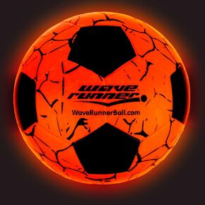 Wave Runner Glow in The Dark Soccer Ball Official Regulation Size 5 Bright LED Light Up Ball Comes with Pump PreInstalled Batteries Included | Outdoor Indoor Soccer Ball for Kids, Juniors, Adults