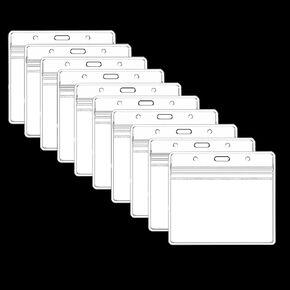 20 Pcs Clear Horizontal Badge Holder ID Card Holder 3.7 x 3.1 Inch Name Badge Holders Plastic Sleeve Cover with Resealable Zip (20)