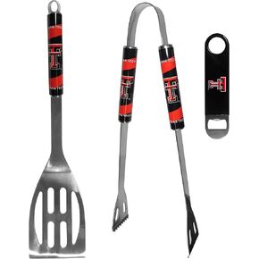 Siskiyou Sports NCAA Texas Tech Red Raiders Unisex 2 pc BBQ Set and Bottle Opener, Team Colors, One Size