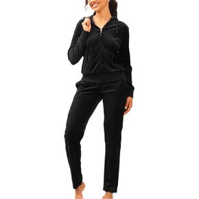 طقم بدلة رياضية للنساء من Facitisu مكون من قطعتين من ملابس الركض القطيفة والعرق مع قلنسوة وسراويل رياضية in Kuwait