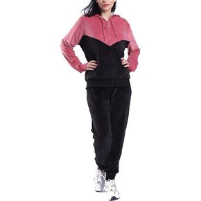 Facitisu Tracksuit for Women Set 2 Piece Joggers Velour Jogging Sweat Outfits Hoodie and Sweatpants Set