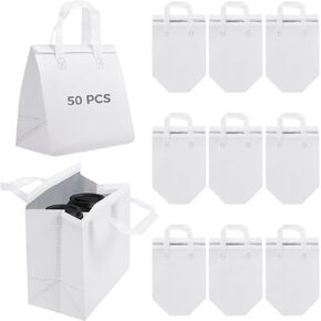 OMISTAR 50 PCS Insulated Take Away Bags, 9.5 x 6 x 9.5 Inches Bulk Food Bags Thermal Insulation for Coffee Milk Tea, Hot Cold Food Cooler Bags Pizza Delivery Bags for Restaurant Grocery in Kuwait