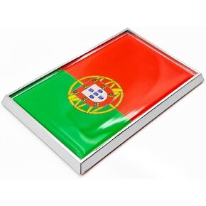 Portugal Flag Sticker Emblem Portuguese Decal Car Chrome Flags, 2 Pack, 3 x 2 inches