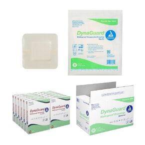 Dynarex DynaGuard Waterproof Dressings, Sterile, Four-Layer Composite Dressing, Protects and Offers Optimal Moist-Environment, Bordered - 4" x 4", 1 Case of 120 Waterproof Dressings (12 Boxes of 10)