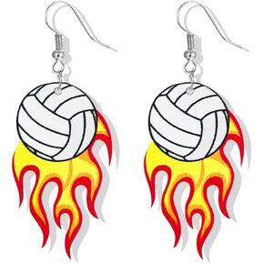 Sports Game Ball Baseball/Basketball/Rugby/Volleyball/Football Wooden Earrings for Women Sports Fans Players Lightweight Statement Earring