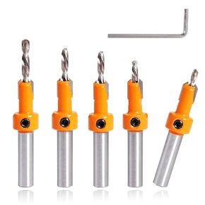 Countersink Drill Bit Set for Wood with Hex Key Wrench, 8mm Shank,10mm Countersink Diameter, Woodworking Counter Sinker Drill Bit Set Timber Carpentry Tools 2.8×10,3×10,3.2×10,3.5×10,4×10-5pcs