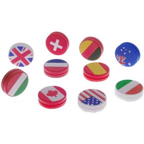 BESPORTBLE 10PCS Vibration Dampeners Silicone Tennis Dampener National Flag String Absorber Accessory for Tennis Players Beginners