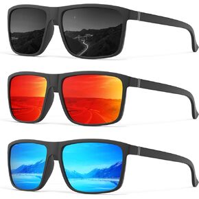 نظارات شمسية مستقطبة للرجال والنساء: نظارات شمسية للرجال نظارات شمسية للقيادة الرياضية والصيد مع حماية من الأشعة فوق البنفسجية 3 عبوات in Kuwait