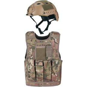 Guayma Tactical Adjustable Vest Fast Bump Helemt Set For Halloween Costume Party Role Play Dress Up