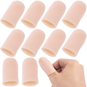 10pcs Gel Finger Cots, Soft Flexible Finger Cap Covers, Thumb Support Protector for Hands Cracking, Eczema Skin, Trigger Finger Arthritis Pain Relief