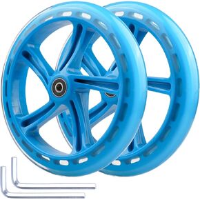 8-inch Scooter PU Replacement Wheels 200mm Scooter Wheels for Razor A5 Kid Youth Adult Kick Scooter, Pack of 2 (Blue)
