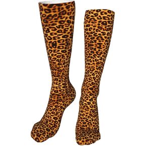 Animal Leopard Print Kids Cozy Knee High Tube Compression Socks Novelty Athletic Long Crew Socks for Child Girls Boys 19.8in