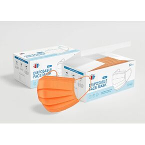 GB Medical Premium Disposable Face Masks 3-Ply 3-Layer (50 Masks per Box) (Orange)