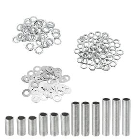 YOKIVE 84 Pack Lamp Pipes Kits, 1/8IP Threaded 4 Size Rod Hexagon Fastener Assortment with Lock Nuts Washers, Great for Ceiling Lights