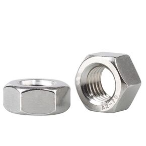 #5-40 Hex Nuts 304 Stainless Steel 18-8, Full Thread, Hex Drive, Bright Finish, Pack of 50