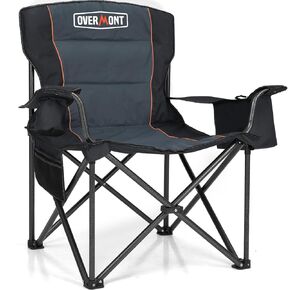 Overmont Oversized Folding Camping Chair - 450lbs Support with Padded Cushion Cooler Pockets - Heavy Duty Collapsible Chairs for Sports Garden Beach Fishing Green