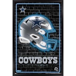 Trends International NFL Dallas Cowboys - Neon Helmet 23 Wall Poster, 22.37" x 34.00", Black Framed Version