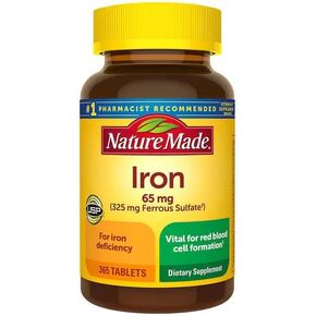 Nature Mades Iron, 65 mg, 365 Tablets Bundle - Vitamins, Herbals & Dietary Supplements for Health