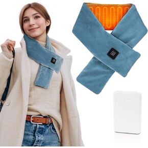 Heated Neck Wrap Heated Scarf for Neck Pain Relief, Neck Heating Pad with 5000mAh Power Bank, Cordless Thermal Neck Brace Electric Heated Neck Warmer with 3 Heating Levels (Black)