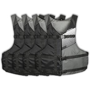 Stohlquist Universal Fit Adult Life Jacket PFD (2 and 4 Pack) Coast Guard Approved for Men and Women 90+ lbs, Lightweight Neoprene and Adjustable, Ideal for Boating, Kayaking & Water Sports