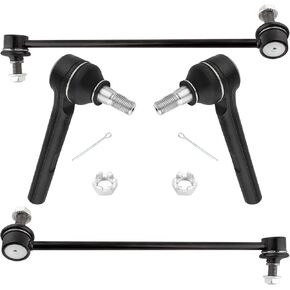 4Pcs Suspension Kit Front Outer Tie Rod Ends + Front Stabilizer Bar End Links Sway Bar Links Set Fit For Nissan Quest 2004 2005 2006 2007 2008 2009 3.5L Replace# ES800404 K80255 K80256