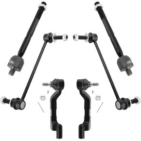 6Pc Suspension Front Inner Outer Tie Rod End + Stabilizer Sway Bar End Links Fit For Chrysler 300 2011-2014, For Dodge Charger 2011-2018 AWD 5.7L Replace# EV800960 ES800956 ES800957 K750154