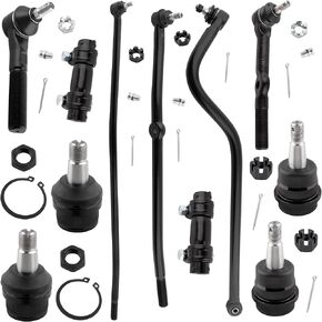 11Pc Front Inner Outer Tie Rods + Upper Lower Ball Joints + Tie Rod Adjusting Sleeve + Track Bar Fit For Dodge Ram 1500 2500 1994-1997 K3134 K8195 ES3249 DS1308 DS1309 ES3247 ES2012 DS141