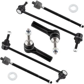 6Pcs Suspension Kit Front Inner Tie Rod End Outer Tie Rod End + Sway Bar End Link Fit For Ford Taurus 2009, For Ford Taurus X 2009, For Mercury Sable 2009 EV800580 K750019 K750048 ES800222