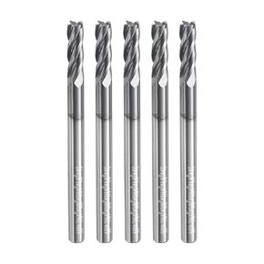 HARFINGTON 5pcs Carbide Square Nose End Mill Bit 7/64" Cut Dia 4 Flutes TiAlN Coated Milling Cutter for Hardened Steel Metal (7/64" Shank 3/8" Cut Length 1-1/2" Long 30 Degree HRC53-55)