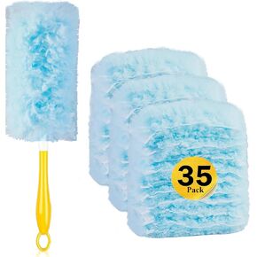 Duster Refills for Swiffer Dusters, 35 Count 360 Heavy Duty Duster Disposable Refills with 1 Upgrade Handle, Duster Kit for Cleaning