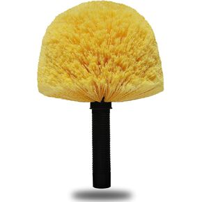 2 Pack Twist-On Cobweb Duster Head Brush - Efficient Indoor & Outdoor Spider Web Cleaning Solution - Fits Standard Acme Threaded Poles - Duster Brush Head Only - Yellow