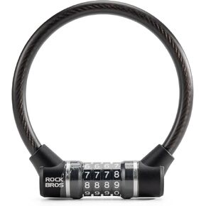 ROCKBROS Cable Lock Combination Bike Lock 4 Digit Mini Lock 11.4" Long Resettable Cable Lock Anti-Theft Accessories Black