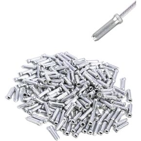 200 Pcs Bike Cable End Caps, Cable End Crimps, Alloy Brake Cable End Tips for Road Mountain Bicycle, Silver