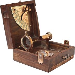 Alidade Scale Chart Collectibles Vintage Instrument Box Antique Marine Master Instrument Box-Telescope Compass Sprit Level