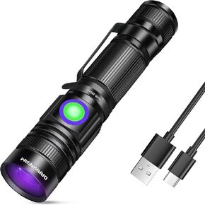 DARKBEAM 395nm UV Flashlight Rechargeable - Mini & Powerful LED Ultraviolet Black Light Flashlights - Handheld USB Woods Lamp for Resin Curing, Pet Urine/Stains Detection, Scorpions Finder