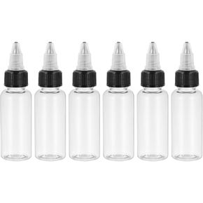 PATIKIL 1oz(30ml) Plastic Dispensing Bottle, 6Pcs Squeeze Empty Bottles with Black Twist Cap for Liquids, Inks, Oils, Sauces, Arts and Crafts, Transparent