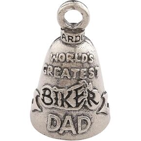 Guardian Bell World's Greatest Biker Dad Keychain - Lead-Free Pewter Motorcycle Bell for Protection & Good Luck - Made in USA