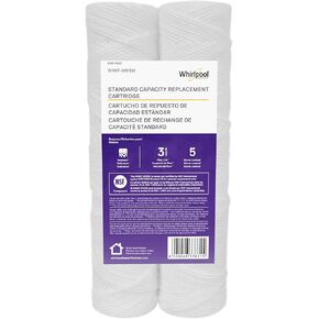 Whirlpool Whole Home Standard Capacity Sediment Filters WHKF-GD05, 2 Pack, 5 Micron, 6-Month Filter Life, Reduces Sediment, Sand, Soil, Silt & Rust, for standard filter housings