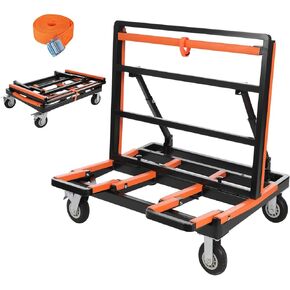 Folding Drywall Dheet Cart, Heavy Duty Panel Dolly Load 2200 lbs Capacity with Expandable Deck, Panel Cart for Handling Gypsum Board, Plywood, Glass, Door Windows